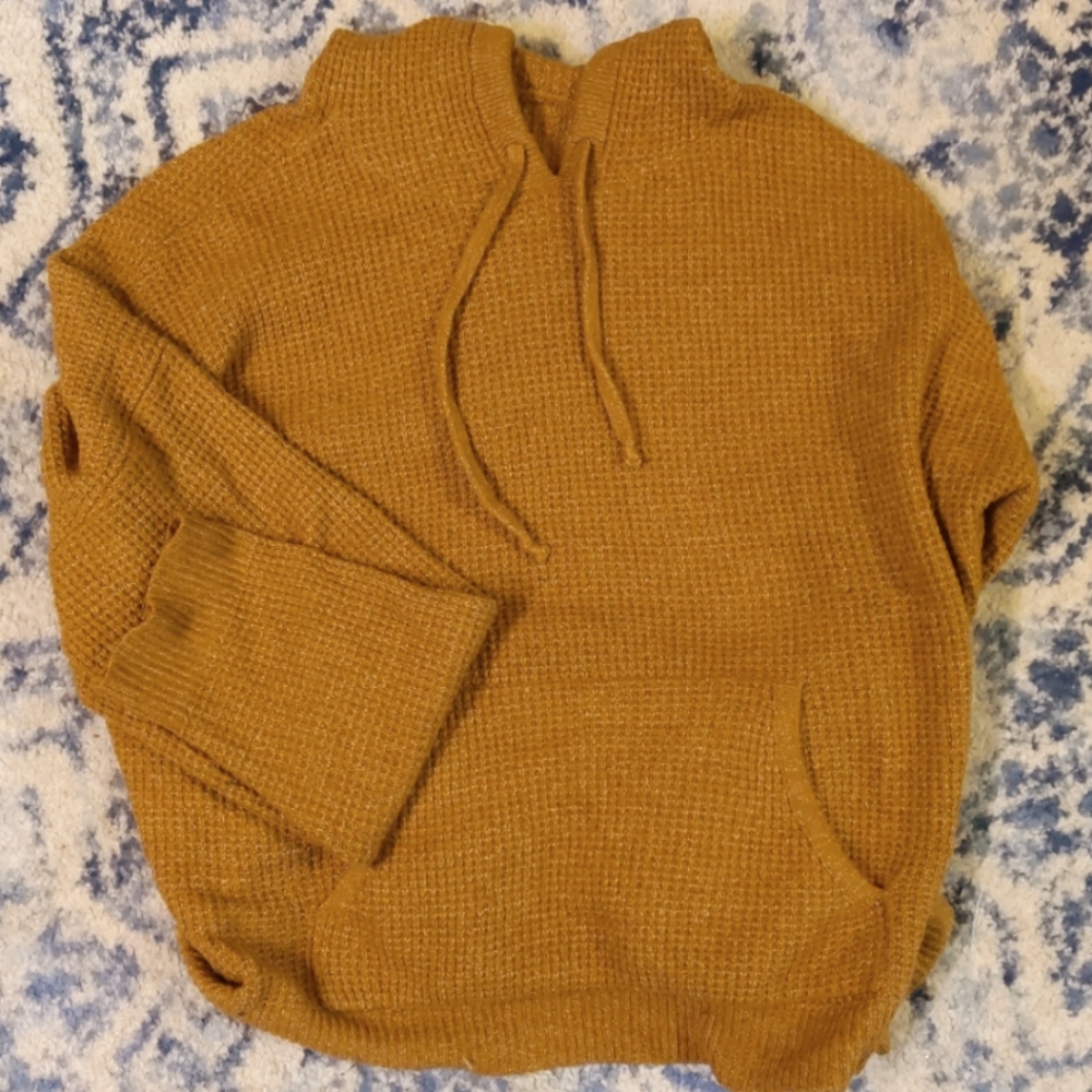 Waffle knit aerie yellow hoodie medium